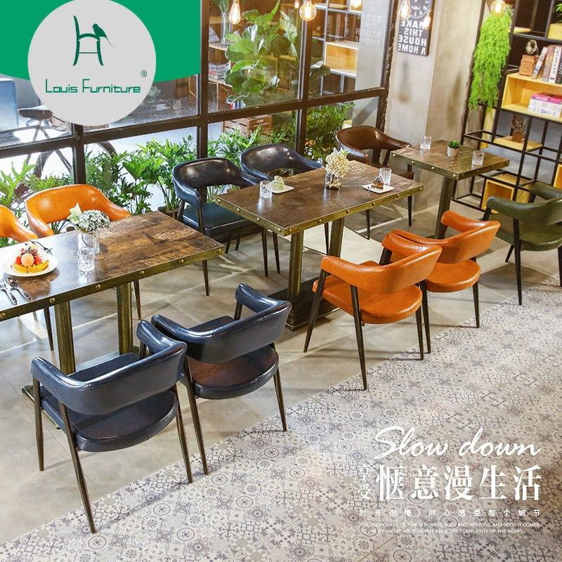 Louis Fashion Cafe Furniture Sets Table and Chair Combination Dessert Shop Milk Tea Shop Theme Western Restaurant Hotel