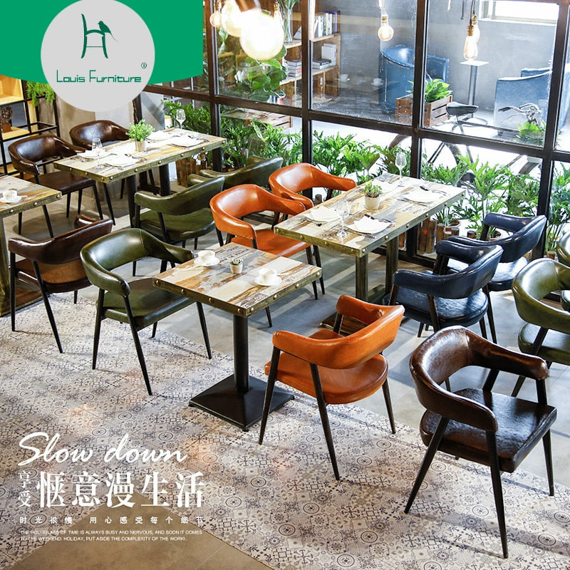 Louis Fashion Cafe Furniture Sets Table and Chair Combination Dessert Shop Milk Tea Shop Theme Western Restaurant Hotel