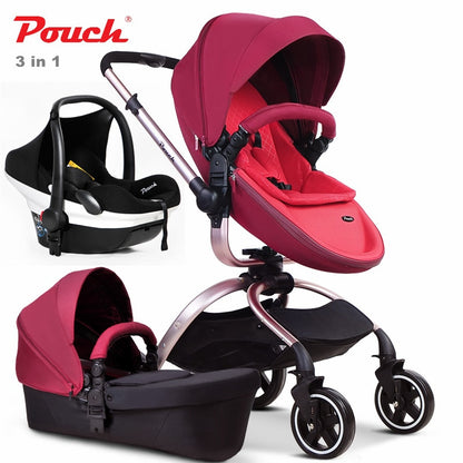 Luxury Baby Prams 3 in 1 Cart , Baby Stroller / Puchair + Independent Bassinet + Safety Car Seat