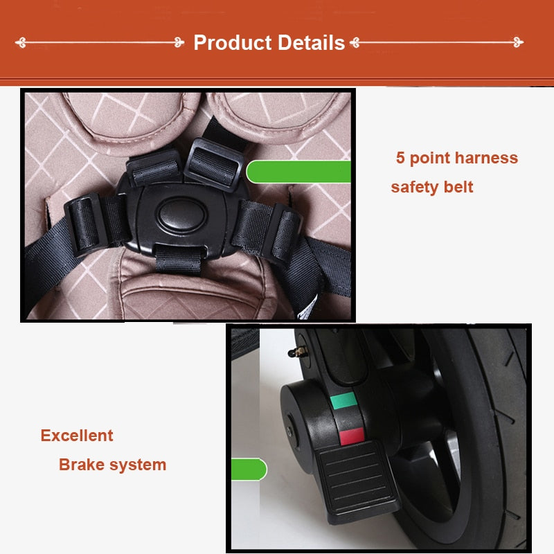 Luxury Baby Prams 3 in 1 Cart , Baby Stroller / Puchair + Independent Bassinet + Safety Car Seat