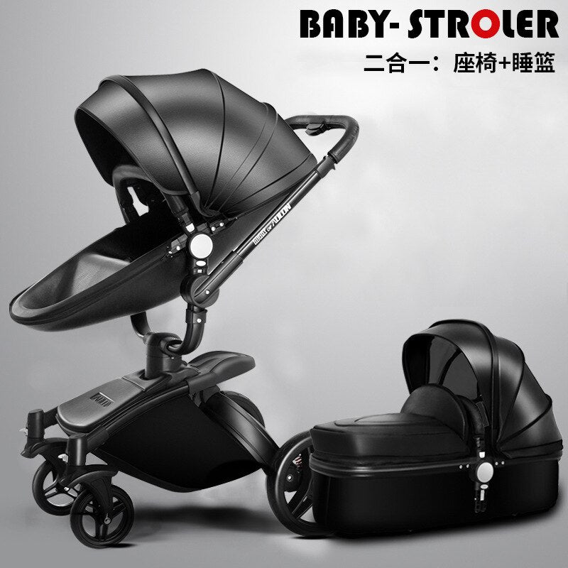 Luxury Baby Stroller 3 in 1 Fashion Eggshell Carriage European Pram Suit for Lying and Seat