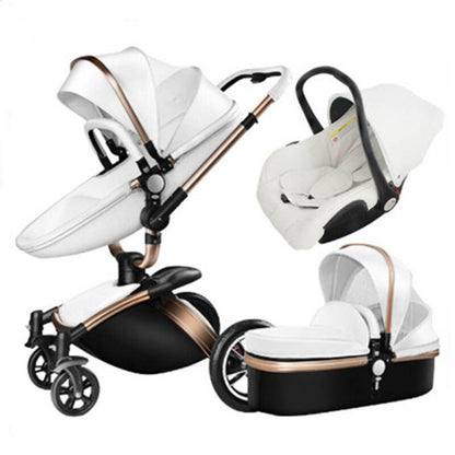 Luxury Baby Stroller 3 in 1 Fashion Eggshell Carriage European Pram Suit for Lying and Seat