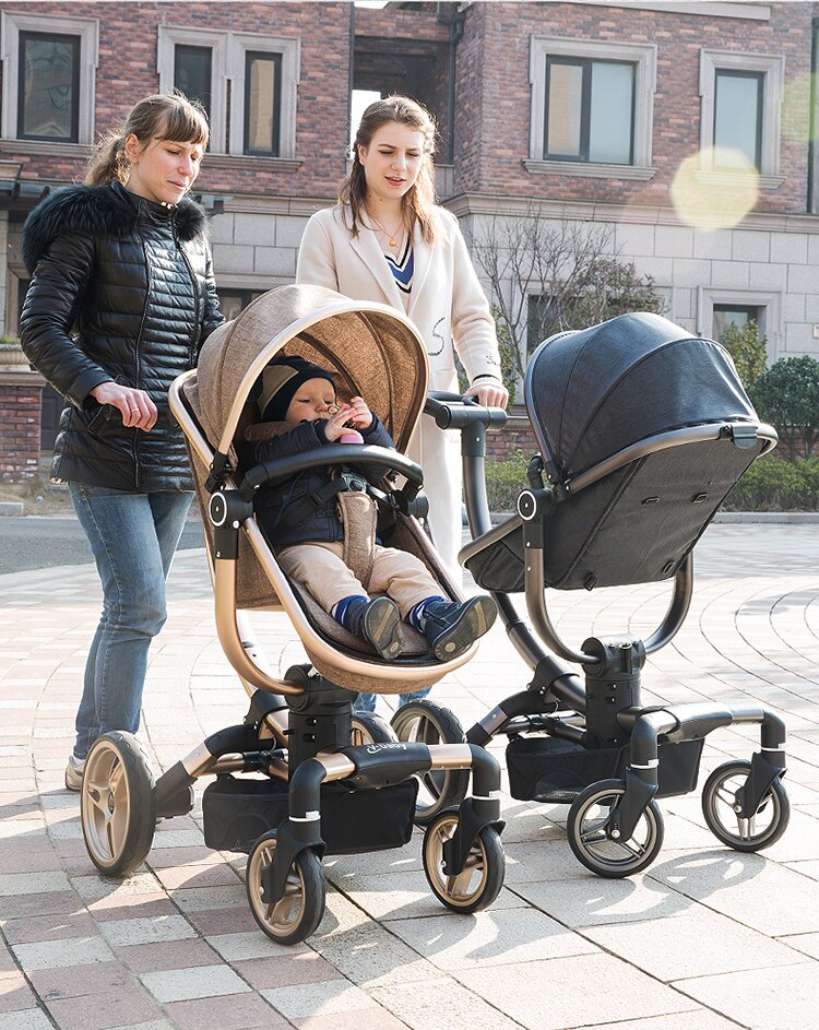 Luxury and High Landscape Baby Stroller Can Sit Foldable Pram Two-way Shock Absorbers Baby Carriage with Safety Car Seat