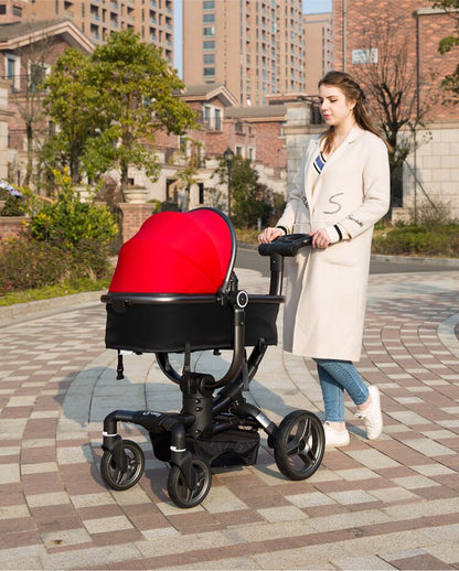 Luxury and High Landscape Baby Stroller Can Sit Foldable Pram Two-way Shock Absorbers Baby Carriage with Safety Car Seat