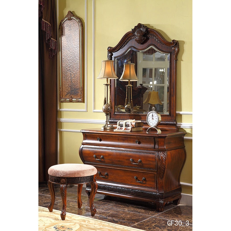 Luxury wooden vanity makeup table with mirror and chair Роскошный деревянный косметический столик GF30.3