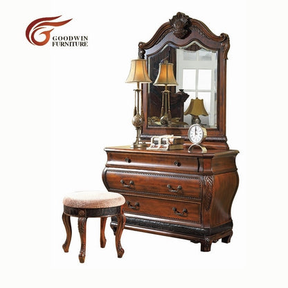Luxury wooden vanity makeup table with mirror and chair Роскошный деревянный косметический столик GF30.3