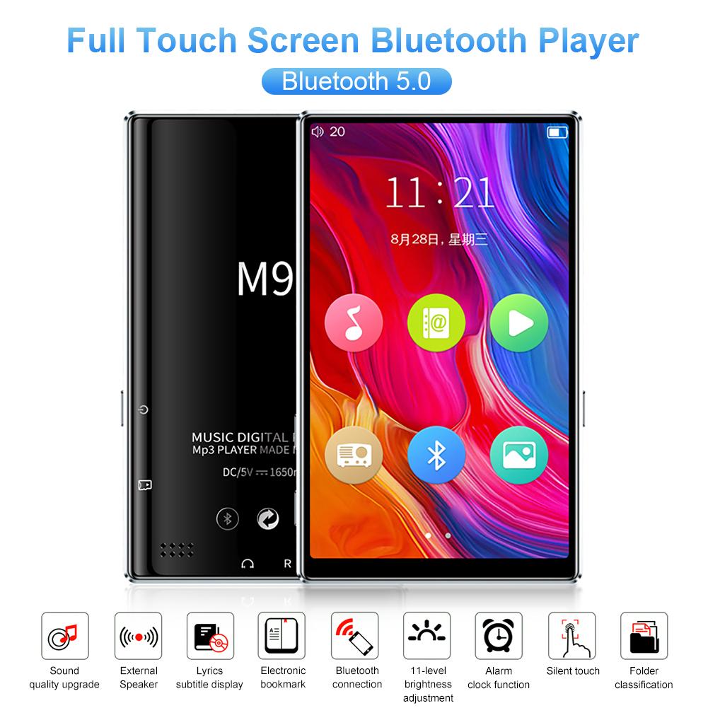 M9 Bluetooth5.0 MP4 Player 4.0 Inch Full Touch Screen FM Radio Recording E-book Music Video Player Built-in Speaker