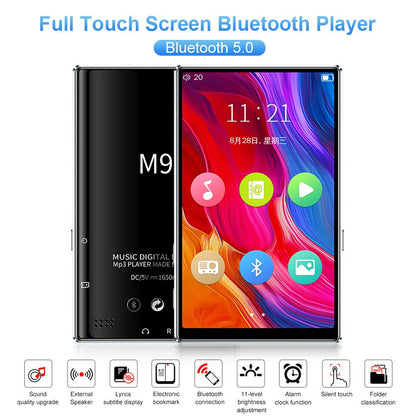 M9 Bluetooth5.0 MP4 Player 4.0 Inch Full Touch Screen FM Radio Recording E-book Music Video Player Built-in Speaker
