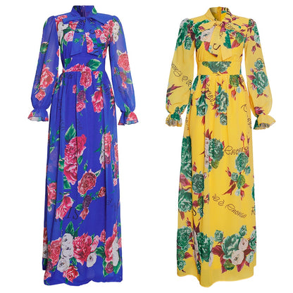 MD Dinner Dresses For Women 2021 New African Spring Summer Elegant Gown Flowers Printed Dashiki Long Dress Ladies Clothing 229#