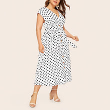 将图片加载到图库查看器，MISSOMO 5XL Women&#39;s Polka Dot Casual Plus Size Long Maxi Dress Printed Button Belt summer Dress women clothes 2019 621
