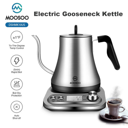 MOOSOO 0.8L Electric Gooseneck Kettle Thermo Pot Appliances Kitchen Smart Kettle With Temperature Control Keep-Warm Function