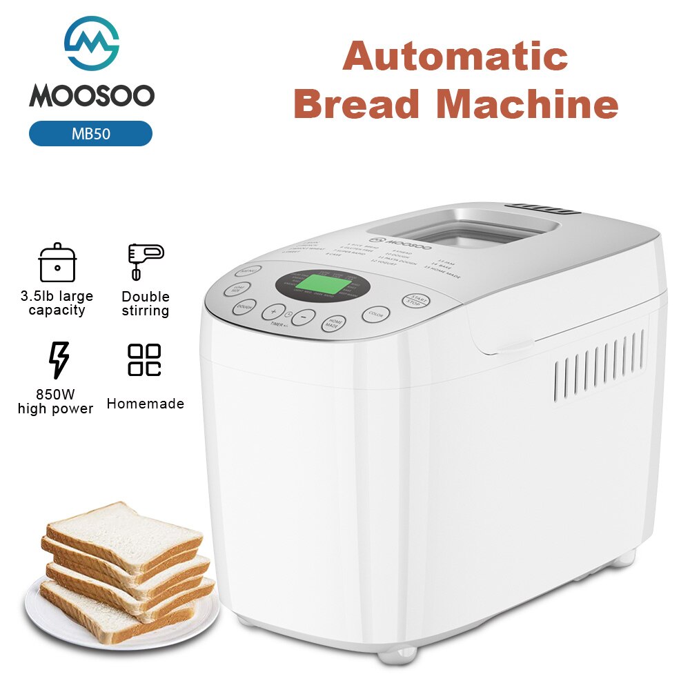 MOOSOO Bread Machine Automatic Bread Machine 870w Ferment Flour Maker Toaster Bread Electric Breakfast bread machine maker