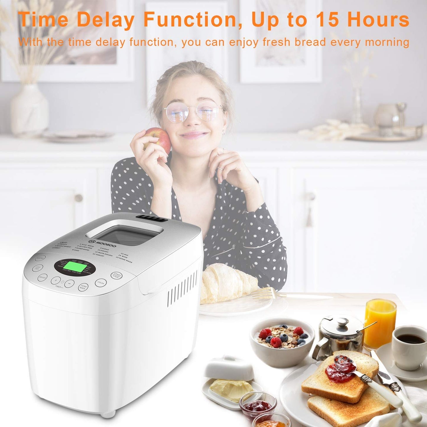 MOOSOO Bread Machine Automatic Bread Machine 870w Ferment Flour Maker Toaster Bread Electric Breakfast bread machine maker
