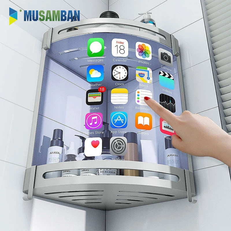 MUSAMBAN Bathroom Shelf Toilet Vanity Triangle Towel Organizer  Storage Rack Wall-mounted Shampoo Holder Bathroom Accessories