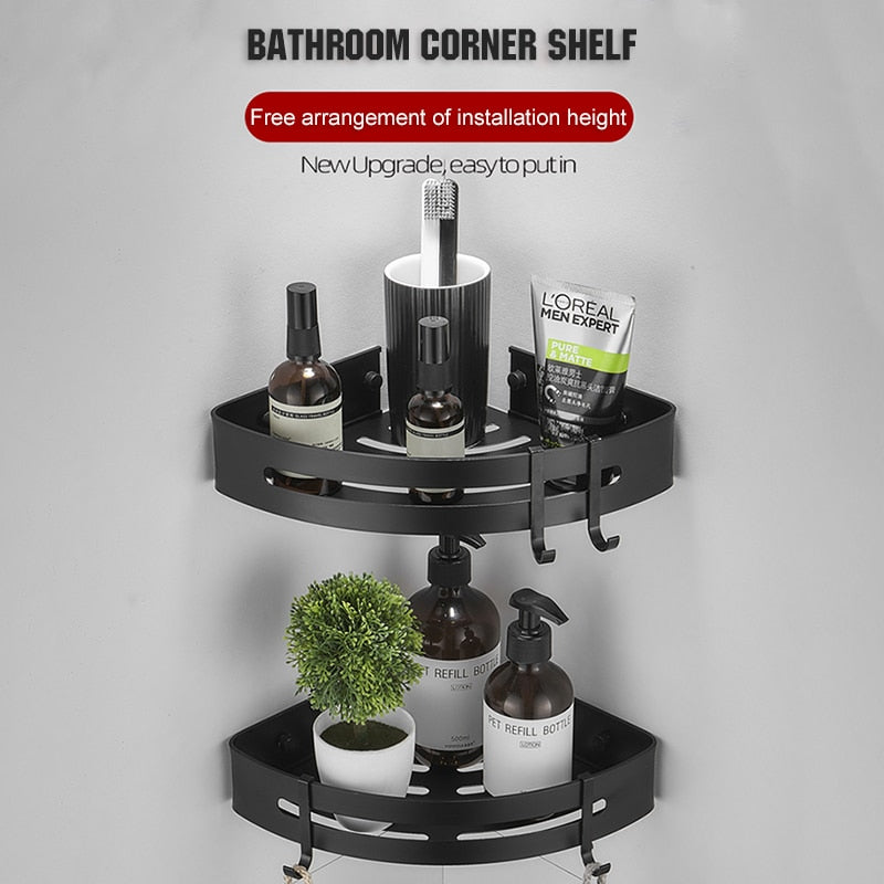 MUSAMBAN Bathroom Shelf Toilet Vanity Triangle Towel Organizer  Storage Rack Wall-mounted Shampoo Holder Bathroom Accessories