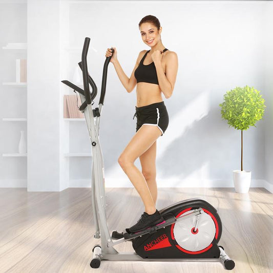 Magnetic Control Mute Elliptical Trainer with LCD Monitor Home Office Gym Workout Steppers Fitness Equipment Pedal Exerciser