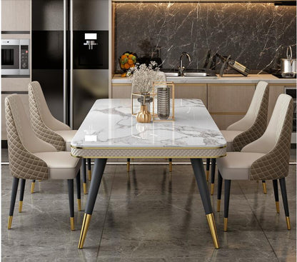 Marble countertop dining table and chair combination dining rectangular light luxury style dining table