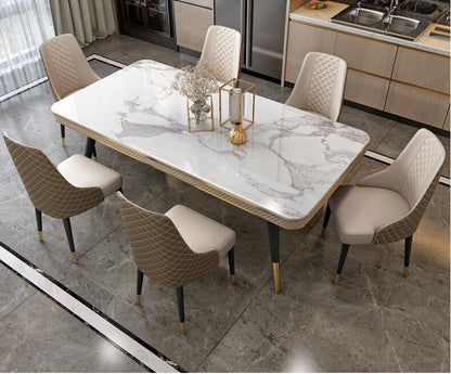 Marble countertop dining table and chair combination dining rectangular light luxury style dining table