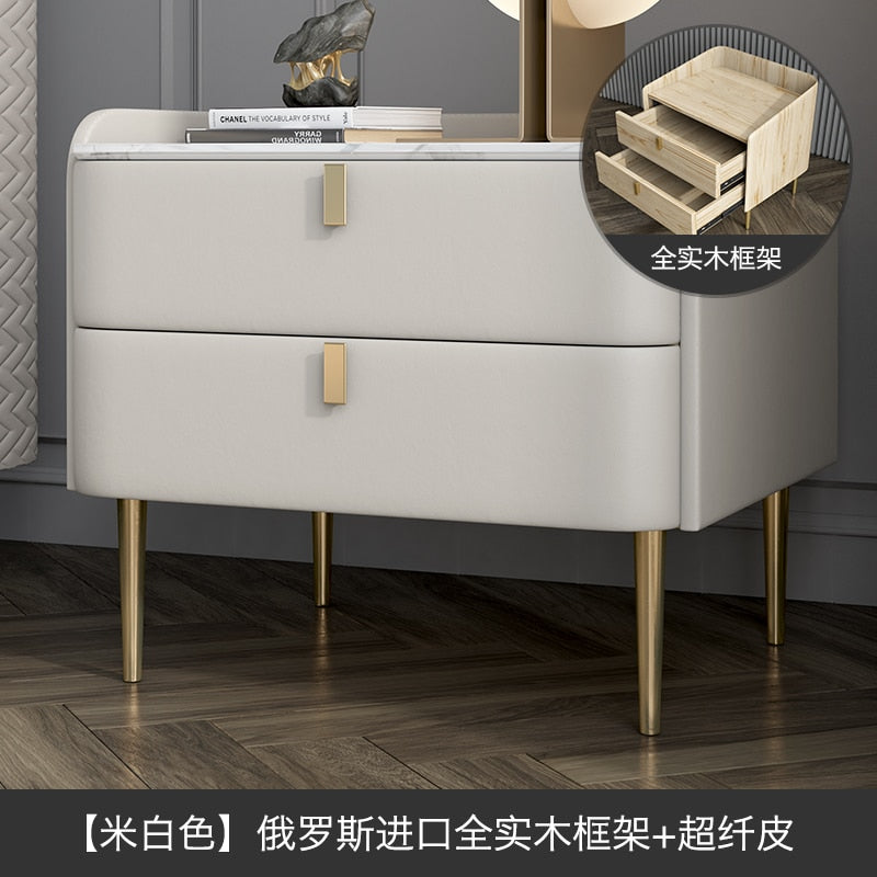 Master Bedroom Bedside Table Leather Bedroom White Post-Modern Light Luxury Net Red Bedside  Side Table Night Table
