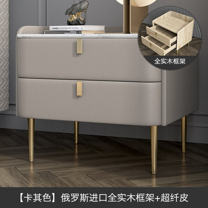 Master Bedroom Bedside Table Leather Bedroom White Post-Modern Light Luxury Net Red Bedside  Side Table Night Table