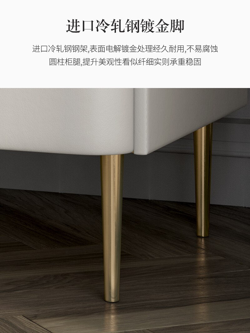 Master Bedroom Bedside Table Leather Bedroom White Post-Modern Light Luxury Net Red Bedside  Side Table Night Table