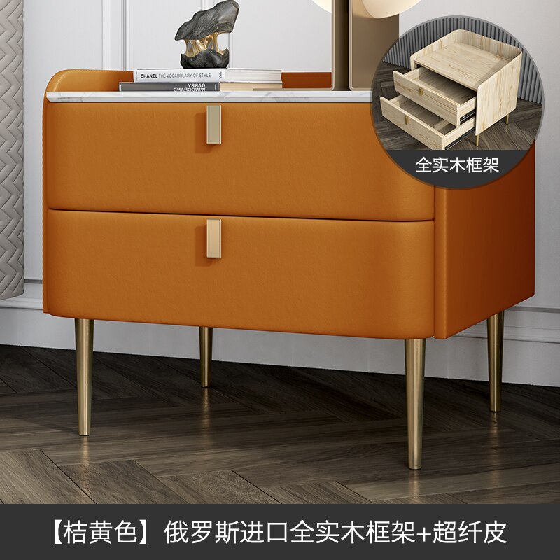 Master Bedroom Bedside Table Leather Bedroom White Post-Modern Light Luxury Net Red Bedside  Side Table Night Table
