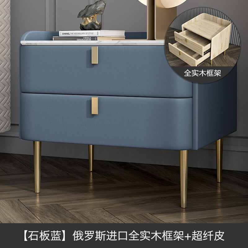 Master Bedroom Bedside Table Leather Bedroom White Post-Modern Light Luxury Net Red Bedside  Side Table Night Table