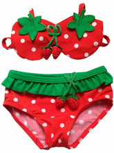 Load image into Gallery viewer, Meihuida Summer Kids Baby Girls Red Strawberry Beachwear Bikini Suit Hat Swimsuit Swimwear Bathing Suit Swimming Girls Clothes
