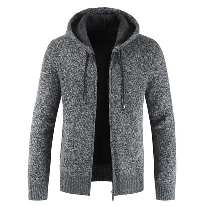 Men 2021 Autumn New Casual Thick Warm Hooded Sweater Cardigan Jumper Men Winter Fashion Loose Fit  Fleece Sweaters Knit Jacket