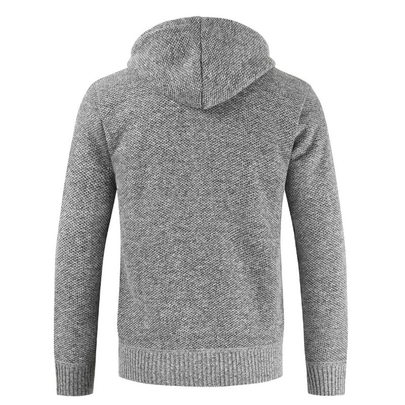 Men 2021 Autumn New Casual Thick Warm Hooded Sweater Cardigan Jumper Men Winter Fashion Loose Fit  Fleece Sweaters Knit Jacket