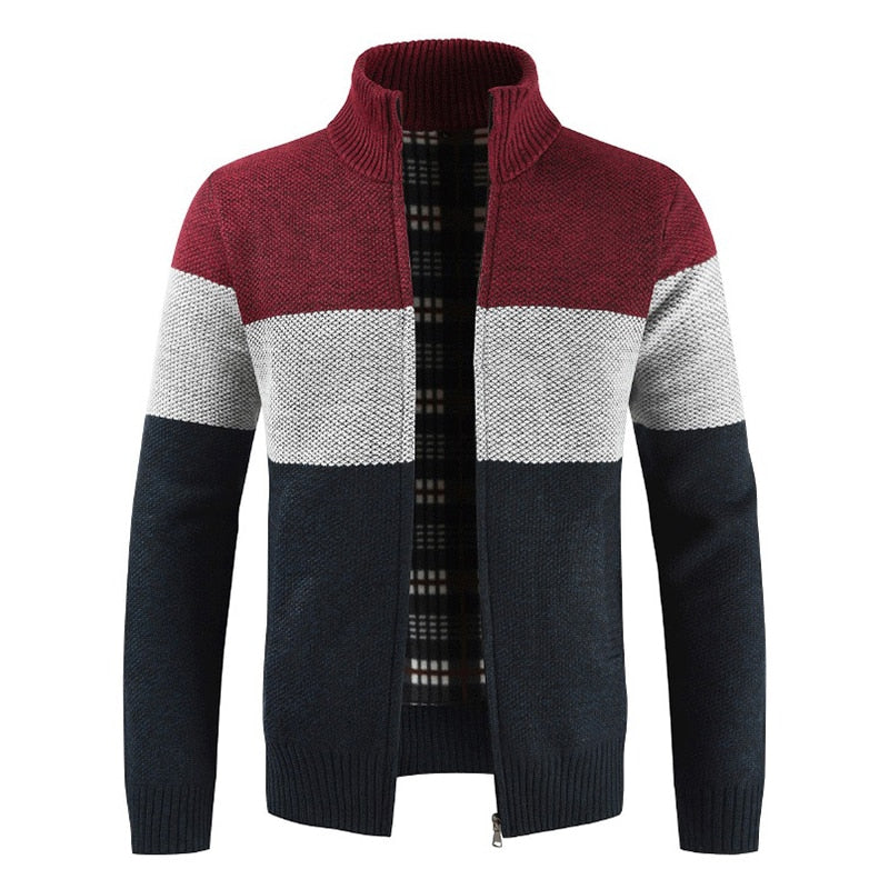 Men Autumn Winter New Business Casual Warm Thick Fleece Cardigan Sweater Jumper Men Fashion Loose Fit Knitted Cardigan Coat Men