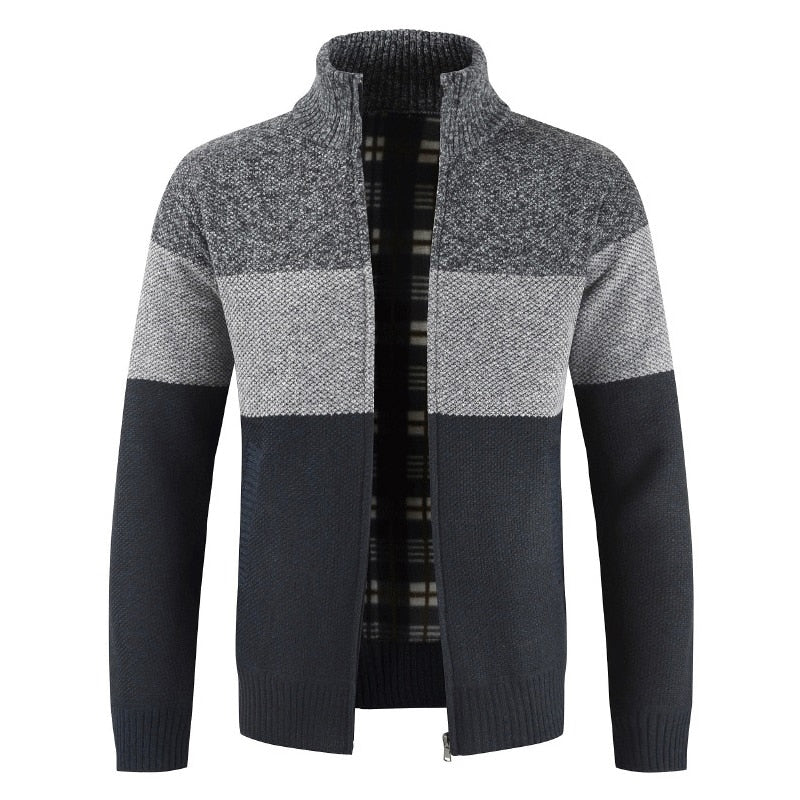Men Autumn Winter New Business Casual Warm Thick Fleece Cardigan Sweater Jumper Men Fashion Loose Fit Knitted Cardigan Coat Men