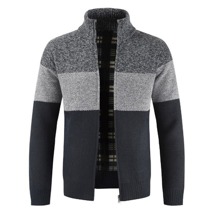 Men Autumn Winter New Business Casual Warm Thick Fleece Cardigan Sweater Jumper Men Fashion Loose Fit Knitted Cardigan Coat Men