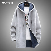 Charger l&#39;image dans la galerie, Men Sweater Fleece Cardigan Winter Jacket Men&#39;s Slim Sweaters Winter Long Hooded Sweater Thick Warm Coat 2020 Mens Clothing
