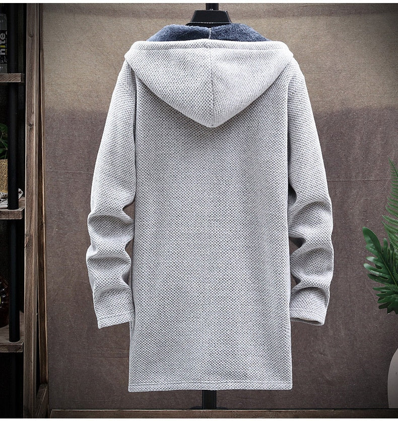 Men Sweater Fleece Cardigan Winter Jacket Men's Slim Sweaters Winter Long Hooded Sweater Thick Warm Coat 2020 Mens Clothing