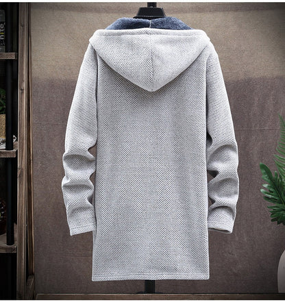 Men Sweater Fleece Cardigan Winter Jacket Men's Slim Sweaters Winter Long Hooded Sweater Thick Warm Coat 2020 Mens Clothing
