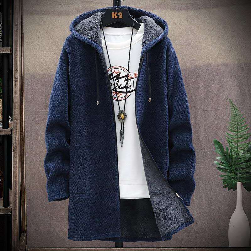Men Sweater Fleece Cardigan Winter Jacket Men's Slim Sweaters Winter Long Hooded Sweater Thick Warm Coat 2020 Mens Clothing