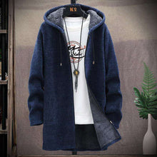 將圖片載入圖庫檢視器 Men Sweater Fleece Cardigan Winter Jacket Men&#39;s Slim Sweaters Winter Long Hooded Sweater Thick Warm Coat 2020 Mens Clothing
