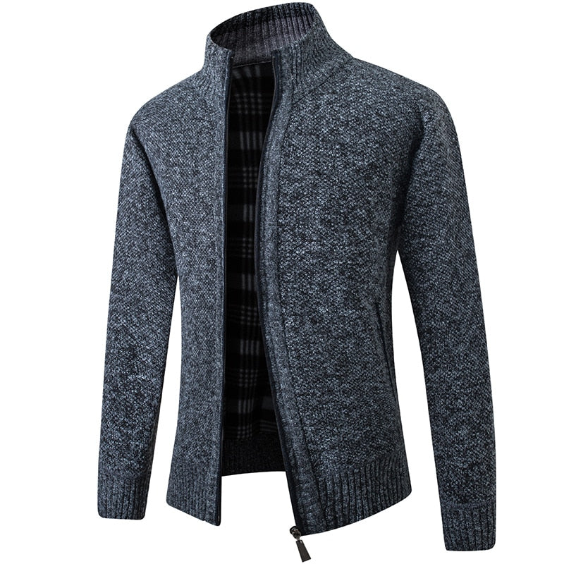 Men's Cardigan Sweater 2021 Fall Winter Thicken Warm Zip Sweater Pullover Stand Collar Cardigan Jacket Slim Casual Sweater Men