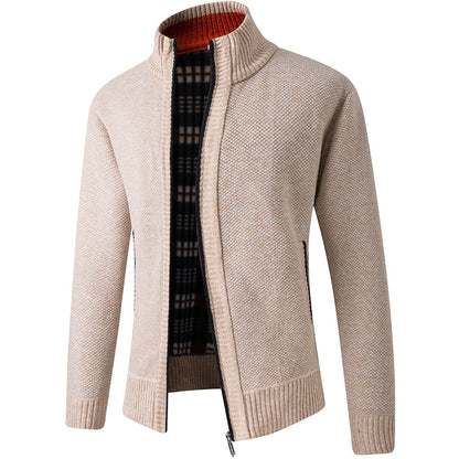 Men's Cardigan Sweater 2021 Fall Winter Thicken Warm Zip Sweater Pullover Stand Collar Cardigan Jacket Slim Casual Sweater Men