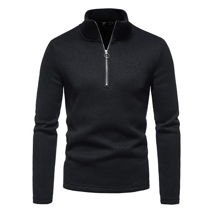 Men's Polo Shirt Knit Long Sleeve Spring/Autumn Solid 1/2 Zip Classic Casual Men Half Open Collar Basic Tops Men Fashion Sweater