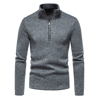 Men's Polo Shirt Knit Long Sleeve Spring/Autumn Solid 1/2 Zip Classic Casual Men Half Open Collar Basic Tops Men Fashion Sweater