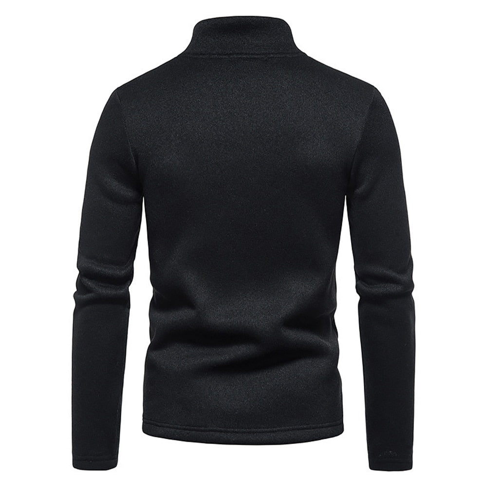Men's Polo Shirt Knit Long Sleeve Spring/Autumn Solid 1/2 Zip Classic Casual Men Half Open Collar Basic Tops Men Fashion Sweater