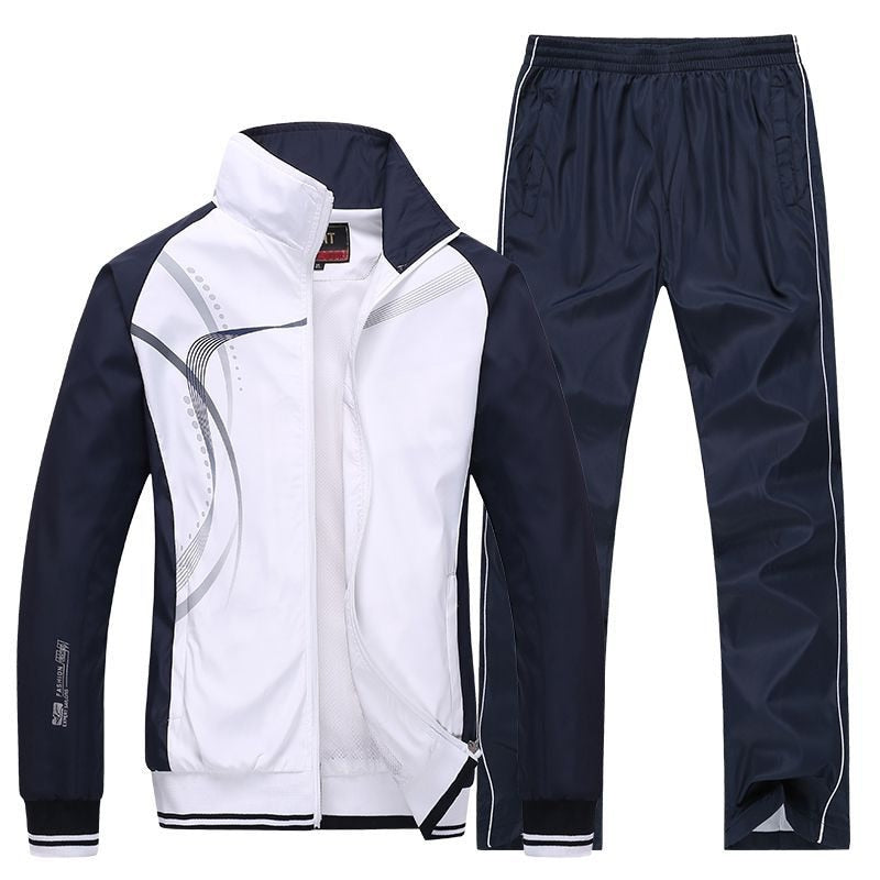 Men's Sportswear New Spring Autumn 2 Piece Sets Sports Suit Jacket+Pant Sweatsuit Male Print Clothing Tracksuit Size L-5XL