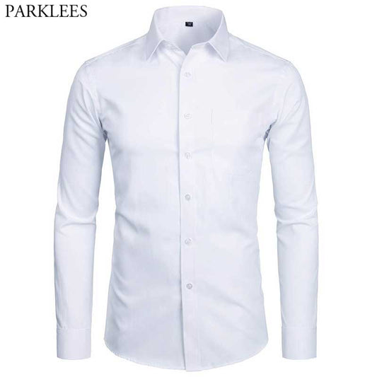 Men's Top Quality Dress Shirts 2021 Fashion New Slim Fit Long Sleeve Shirt Men Black White Formal Button Up Shirt Chemise Homme