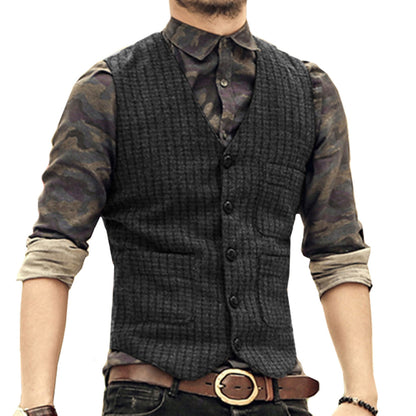 Men's V-Neck Suit Vests Fashion Formal Slim Fit Business Dress Vest Waistcoat Steampunk