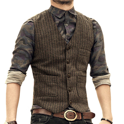 Men's V-Neck Suit Vests Fashion Formal Slim Fit Business Dress Vest Waistcoat Steampunk