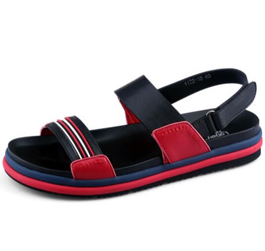 Men's All Match Strip Sandals 2018 New Summer Leather Roman Sandals Beach Shoes personality Elastic Band Sandals Slippers
