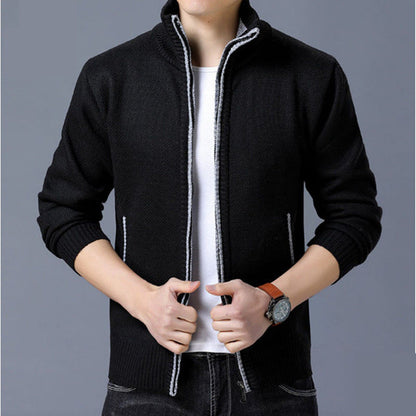 Men's Fleece Cardigan Sweater Fall/Winter Thermal Jacket Zip Knit Sweater Trend Casual Jacket plus size M-4XL