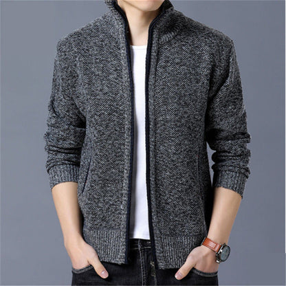 Men's Fleece Cardigan Sweater Fall/Winter Thermal Jacket Zip Knit Sweater Trend Casual Jacket plus size M-4XL